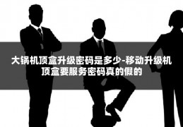 大锅机顶盒升级密码是多少-移动升级机顶盒要服务密码真的假的