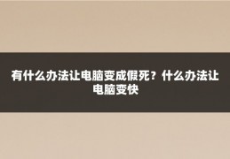 有什么办法让电脑变成假死？什么办法让电脑变快