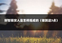 财智丽女人是怎样炼成的（做到这3点）