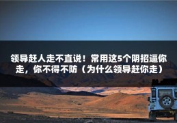 领导赶人走不直说！常用这5个阴招逼你走，你不得不防（为什么领导赶你走）