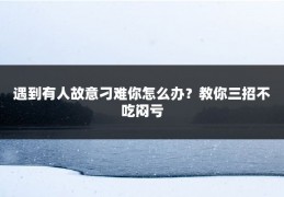 遇到有人故意刁难你怎么办？教你三招不吃闷亏