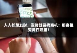 人人都想发财，发财就要找商机！那商机究竟在哪里？
