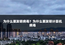 为什么要发明病毒？为什么要发明计算机病毒