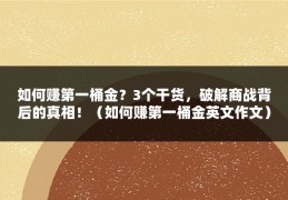 如何赚第一桶金？3个干货，破解商战背后的真相！（如何赚第一桶金英文作文）