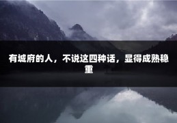 有城府的人，不说这四种话，显得成熟稳重