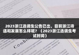 2023浙江选调生公告已出，目前浙江待遇和发展怎么样呢？（2023浙江选调生考试时间）