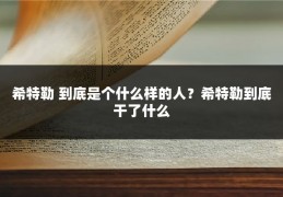 希特勒 到底是个什么样的人?希特勒到底干了什么