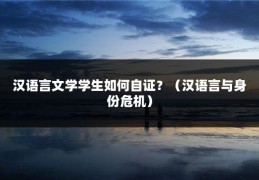 汉语言文学学生如何自证？（汉语言与身份危机）