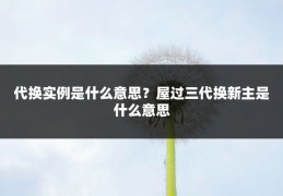 代换实例是什么意思?屋过三代换新主是什么意思