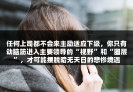 任何上司都不会来主动适应下级，你只有动脑筋进入主要领导的“视野”和“圈层”，才可能摆脱暗无天日的悲惨境遇