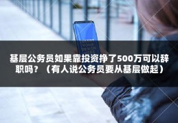 基层公务员如果靠投资挣了500万可以辞职吗？（有人说公务员要从基层做起）