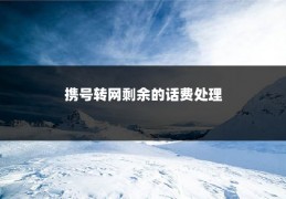 携号转网剩余的话费处理