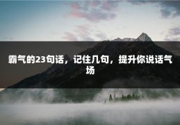 霸气的23句话，记住几句，提升你说话气场