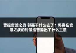 曹操官渡之战 郭嘉干什么去了？郭嘉在官渡之战的时候给曹操出了什么主意