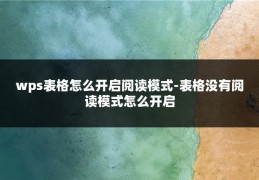 wps表格怎么开启阅读模式-表格没有阅读模式怎么开启