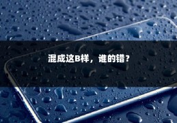 混成这B样，谁的错？