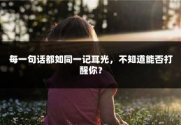 每一句话都如同一记耳光，不知道能否打醒你？