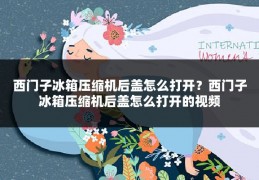西门子冰箱压缩机后盖怎么打开?西门子冰箱压缩机后盖怎么打开的视频