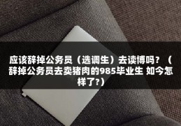 应该辞掉公务员（选调生）去读博吗？（辞掉公务员去卖猪肉的985毕业生 如今怎样了?）