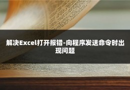 解决Excel打开报错-向程序发送命令时出现问题
