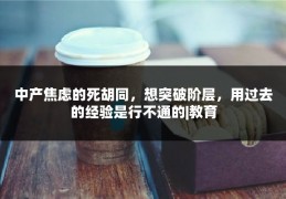 中产焦虑的死胡同，想突破阶层，用过去的经验是行不通的|教育