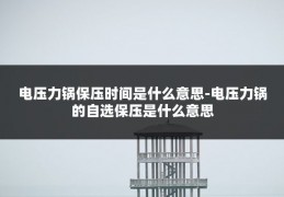 电压力锅保压时间是什么意思-电压力锅的自选保压是什么意思
