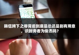 韩信胯下之辱背后到底是怂还是别有用意，识时务者为俊杰吗？