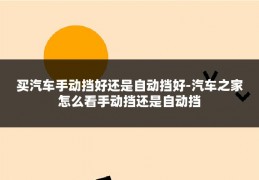 买汽车手动挡好还是自动挡好-汽车之家怎么看手动挡还是自动挡