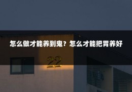 怎么做才能养到鬼？怎么才能把胃养好