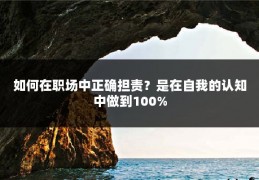如何在职场中正确担责？是在自我的认知中做到100%
