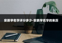 安鹏宇名字评分多少-安鹏宇名字的来历