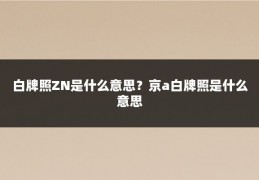 白牌照ZN是什么意思?京a白牌照是什么意思