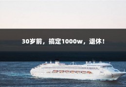 30岁前，搞定1000w，退休！