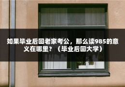 如果毕业后回老家考公，那么读985的意义在哪里？（毕业后回大学）