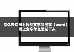怎么去除网上复制文字的格式（word）-网上文字怎么复制下来
