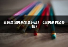 公务员没关系怎么升迁？（没关系的公务员）