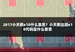 2017小天鹅e10什么意思?小天鹅出现e10代码是什么意思