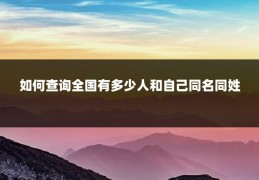 如何查询全国有多少人和自己同名同姓