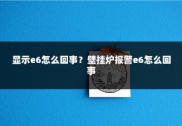 显示e6怎么回事？壁挂炉报警e6怎么回事