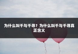为什么叫千与千寻？为什么叫千与千寻真正含义