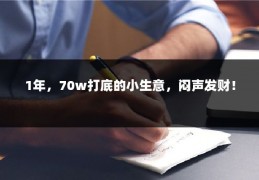 1年，70w打底的小生意，闷声发财！