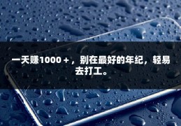 一天赚1000＋，别在最好的年纪，轻易去打工。