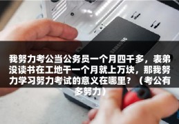 我努力考公当公务员一个月四千多，表弟没读书在工地干一个月就上万块，那我努力学习努力考试的意义在哪里？（考公有多努力）