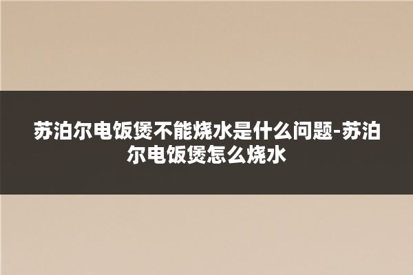苏泊尔电饭煲不能烧水是什么问题-苏泊尔电饭煲怎么烧水