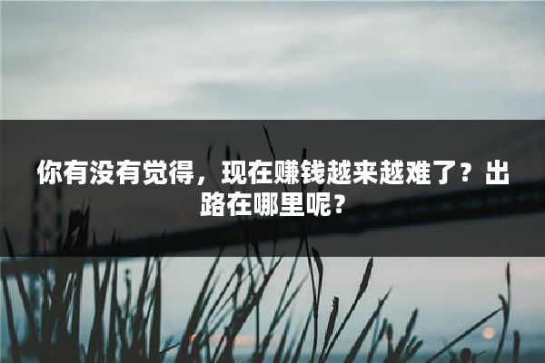 你有没有觉得，现在赚钱越来越难了？出路在哪里呢？