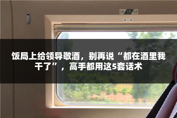 饭局上给领导敬酒，别再说“都在酒里我干了”，高手都用这5套话术