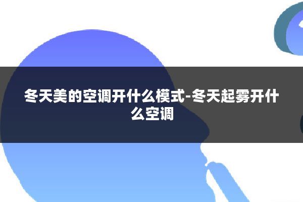冬天美的空调开什么模式-冬天起雾开什么空调