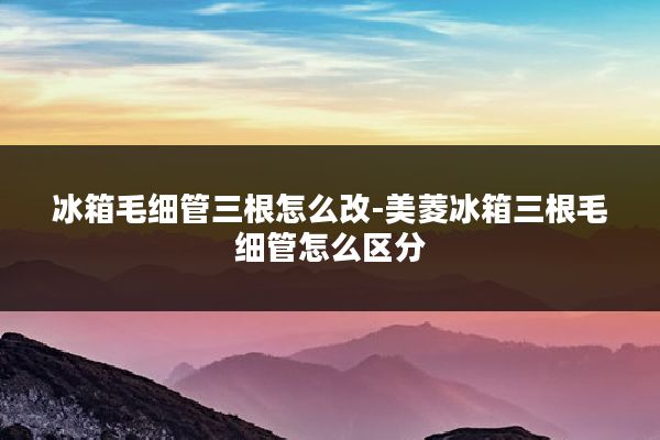 冰箱毛细管三根怎么改-美菱冰箱三根毛细管怎么区分
