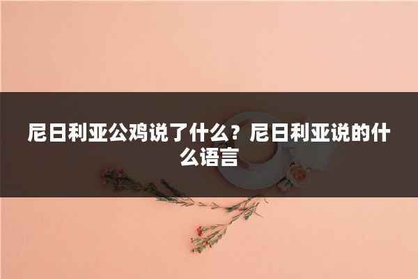 尼日利亚公鸡说了什么?尼日利亚说的什么语言