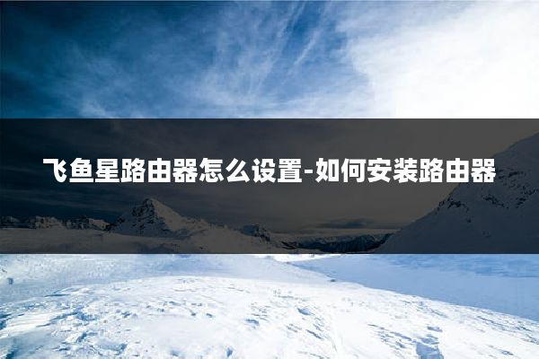 飞鱼星路由器怎么设置-如何安装路由器